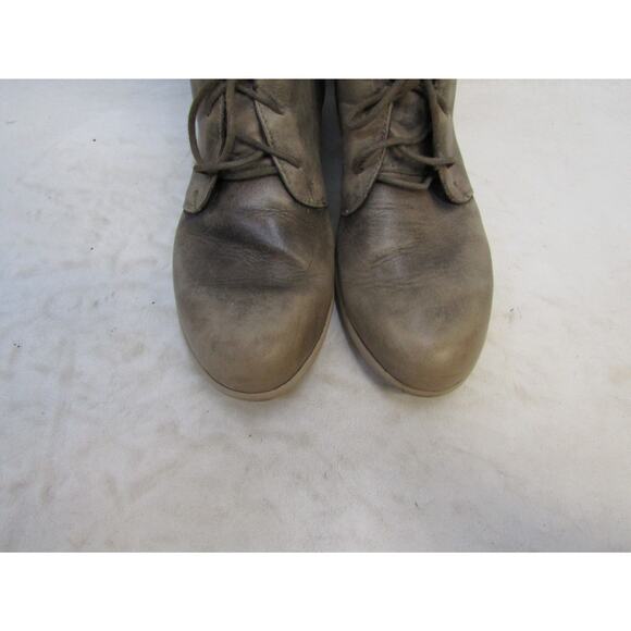 NAOT Size 39 EUR Distressed Beige Leather Lace Up Ankle Fashion Boots Bootie - Picture 6 of 11